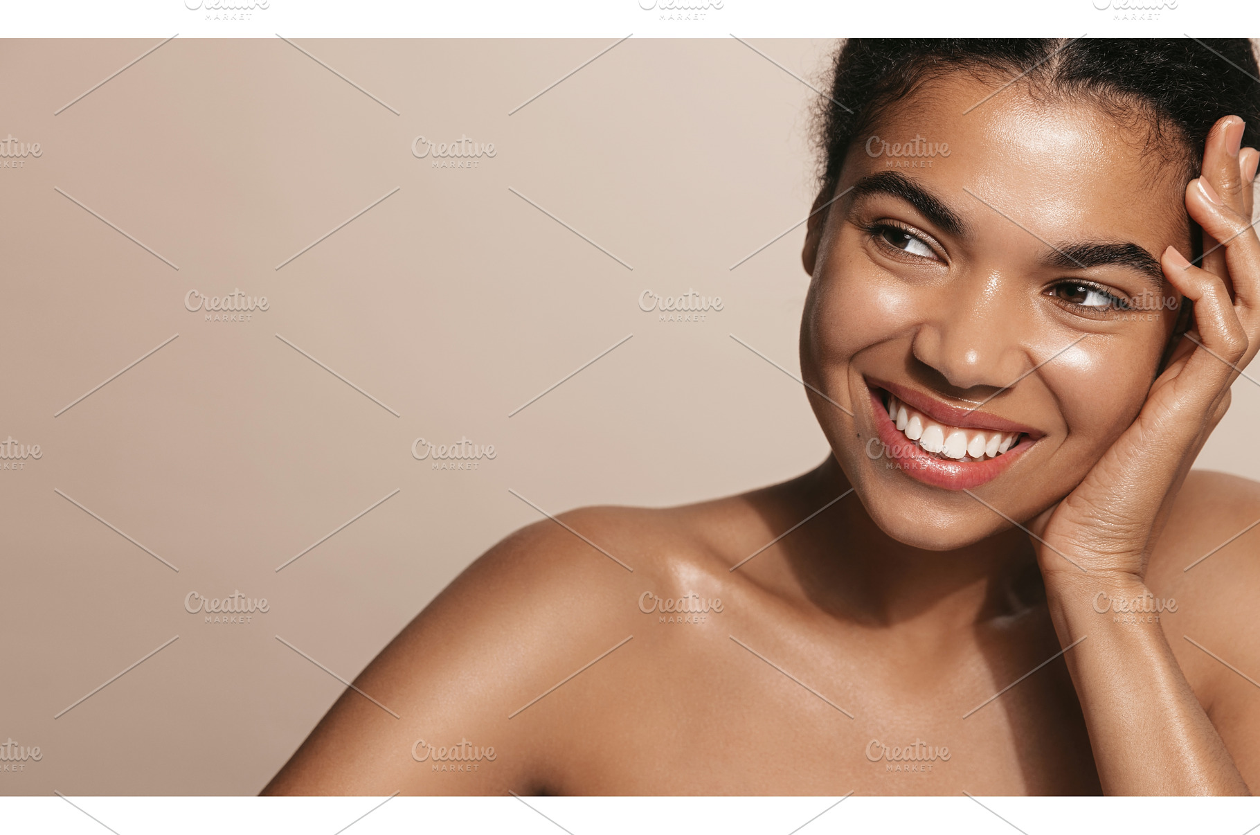 Smiling young woman with glowing, a Beauty & Fashion Photo by ringsaroundme