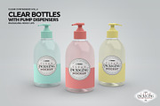 Clear Bottles Pump Dispensers Mockup, a Cups & Container Mockup by INCDesign (Thumbnail 4 of 8)