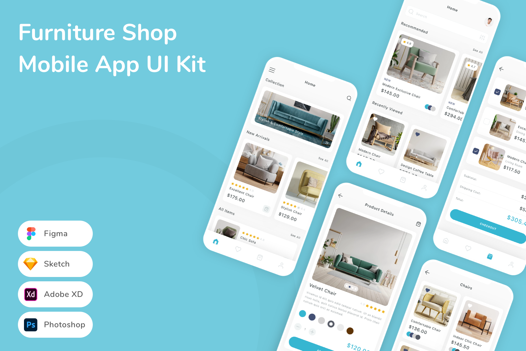 Furniture Shop Mobile App UI Kit, an UI Kit Template by Betush