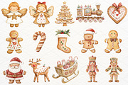 Christmas Gingerbread Watercolor PNG, a Seasonal Illustration by Maysa Art (Thumbnail 3 of 4)