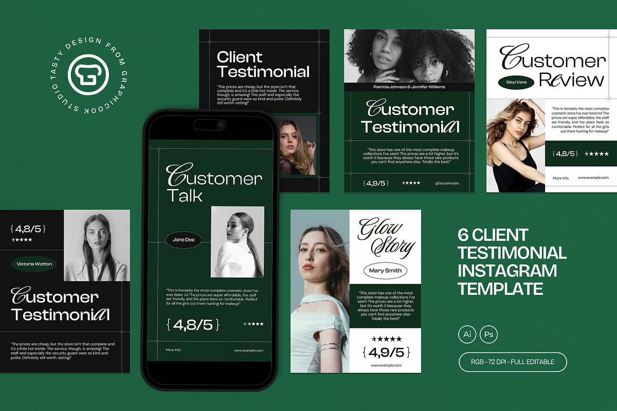 Client Testimonial Instagram, a Social Media Template by graphicook (Photo 1 of 3)