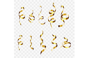 Gold confetti. Serpentine spiral, an Object Illustration by Quarta