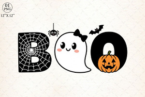 Halloween Boo-Ghost PNG, an Illustration by Libby Wishes