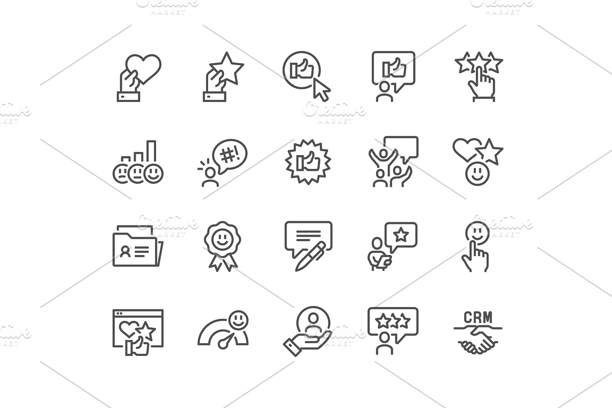 Line Customer Satisfaction Icons, a Technology Illustration by Davooda