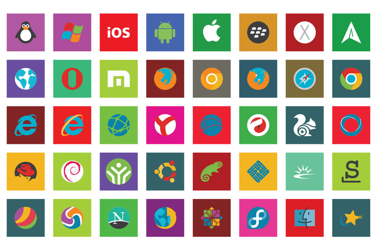 45 Browser & Os Flat Icon Set, an Icon by VectorCam (Photo 1 of 3)