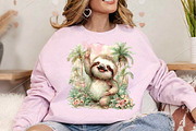 Whimsical Summer Lazy Sloth Clipart, a Seasonal Illustration by Canvas Craft (Thumbnail 5 of 7)