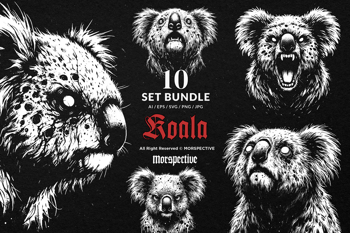 10 Bundle Dark Art Koala Animal Wild, an Illustration by Morspective (Photo 1 of 7)