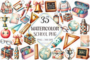 Watercolor School PNG Clipart Bundle, a Graphic by designcity5 (Thumbnail 1 of 5)