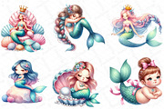 Cute Mermaid Watercolor Clipart, an Illustration by DreamPrint404 (Thumbnail 4 of 4)