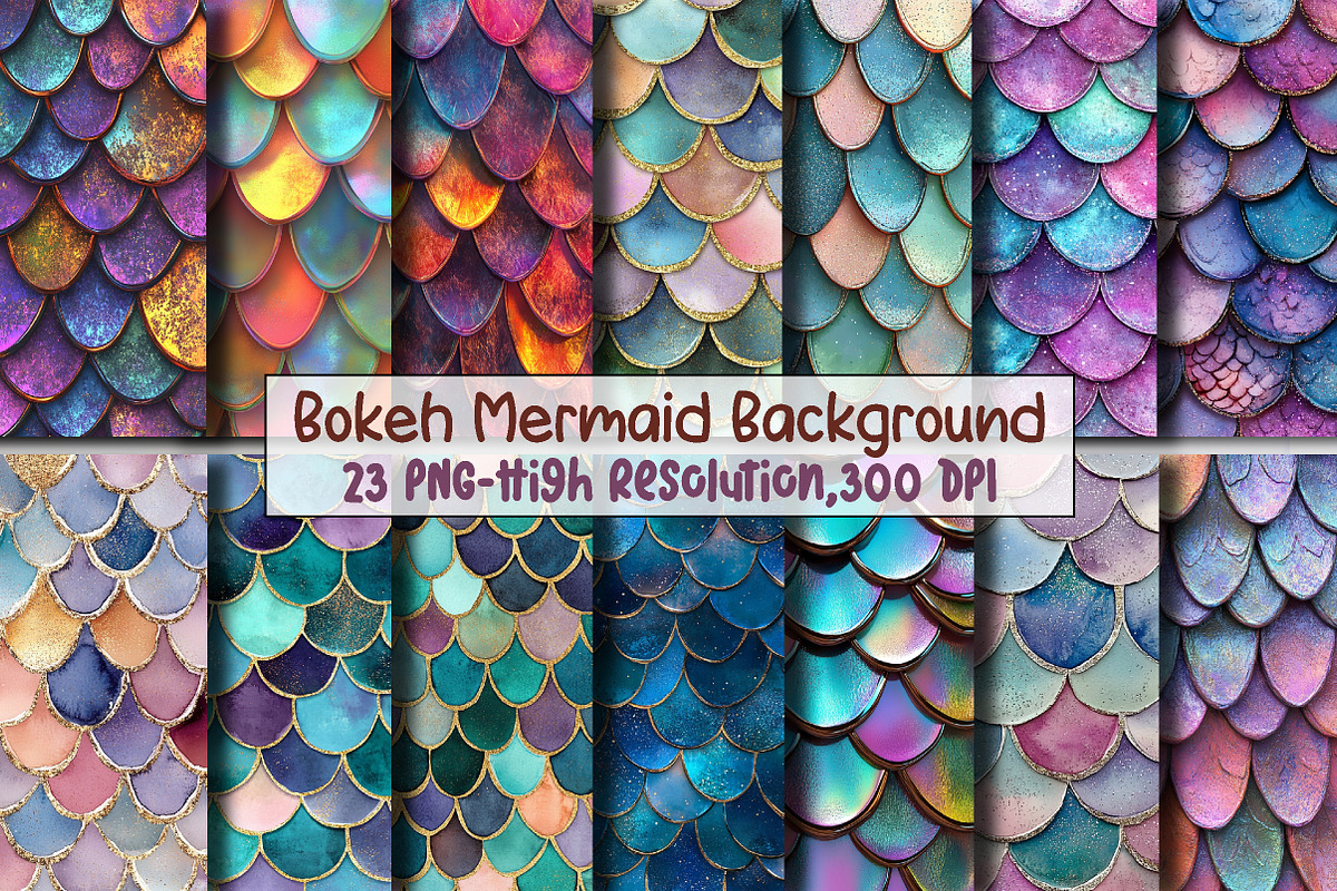 Bokeh Mermaid Background Clipart Bun, an Illustration by Sublimation Artist (Photo 1 of 3)