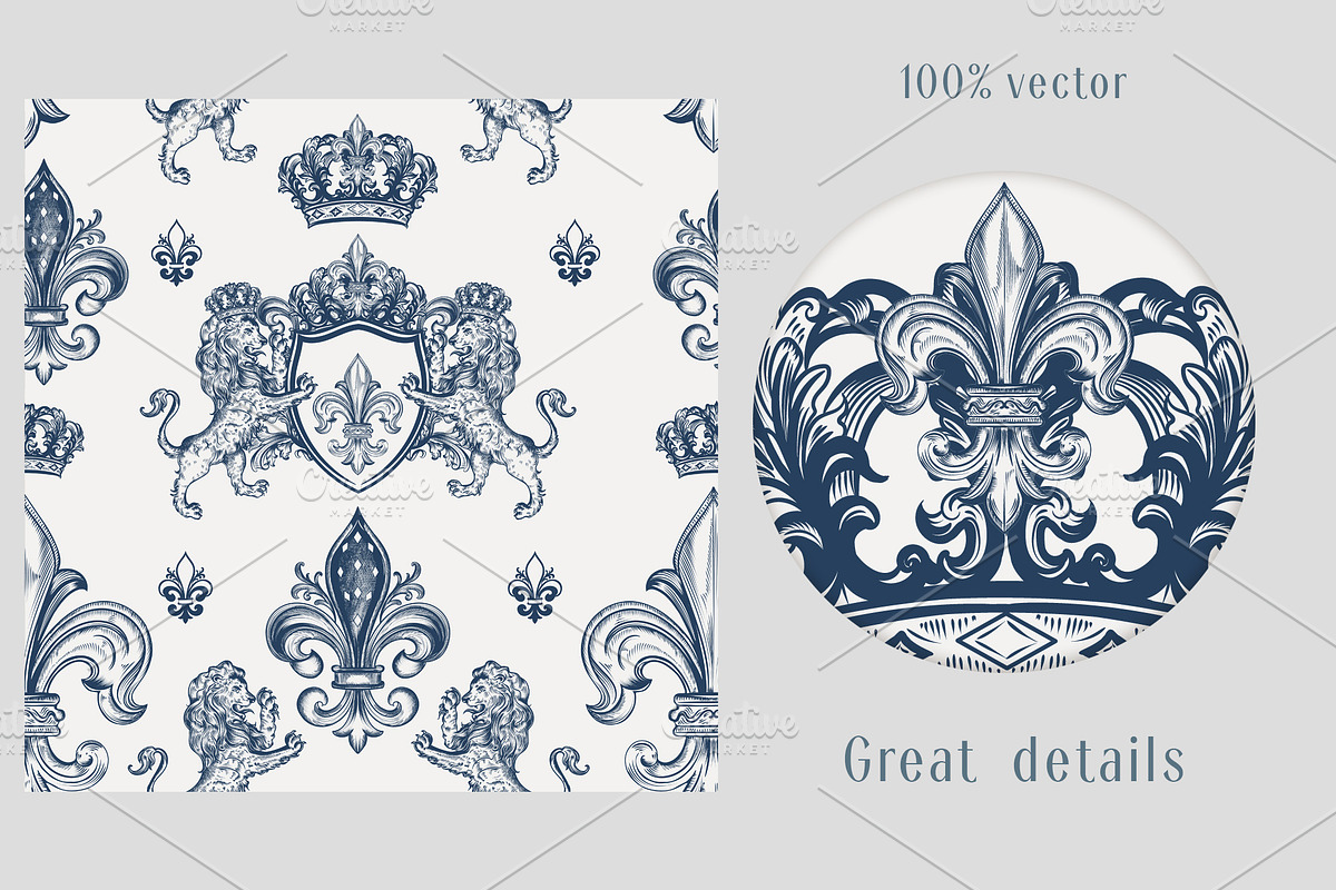 TOILE DE JOUY vector patterns set, a Seasonal Illustration by FleurArt (Photo 5 of 8)