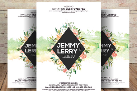 Floral Wedding Invitation, a Flyer Template by graphicforest