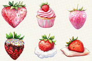 Watercolor Cute Strawberry Clipart, an Illustration by OK Design (Thumbnail 5 of 5)
