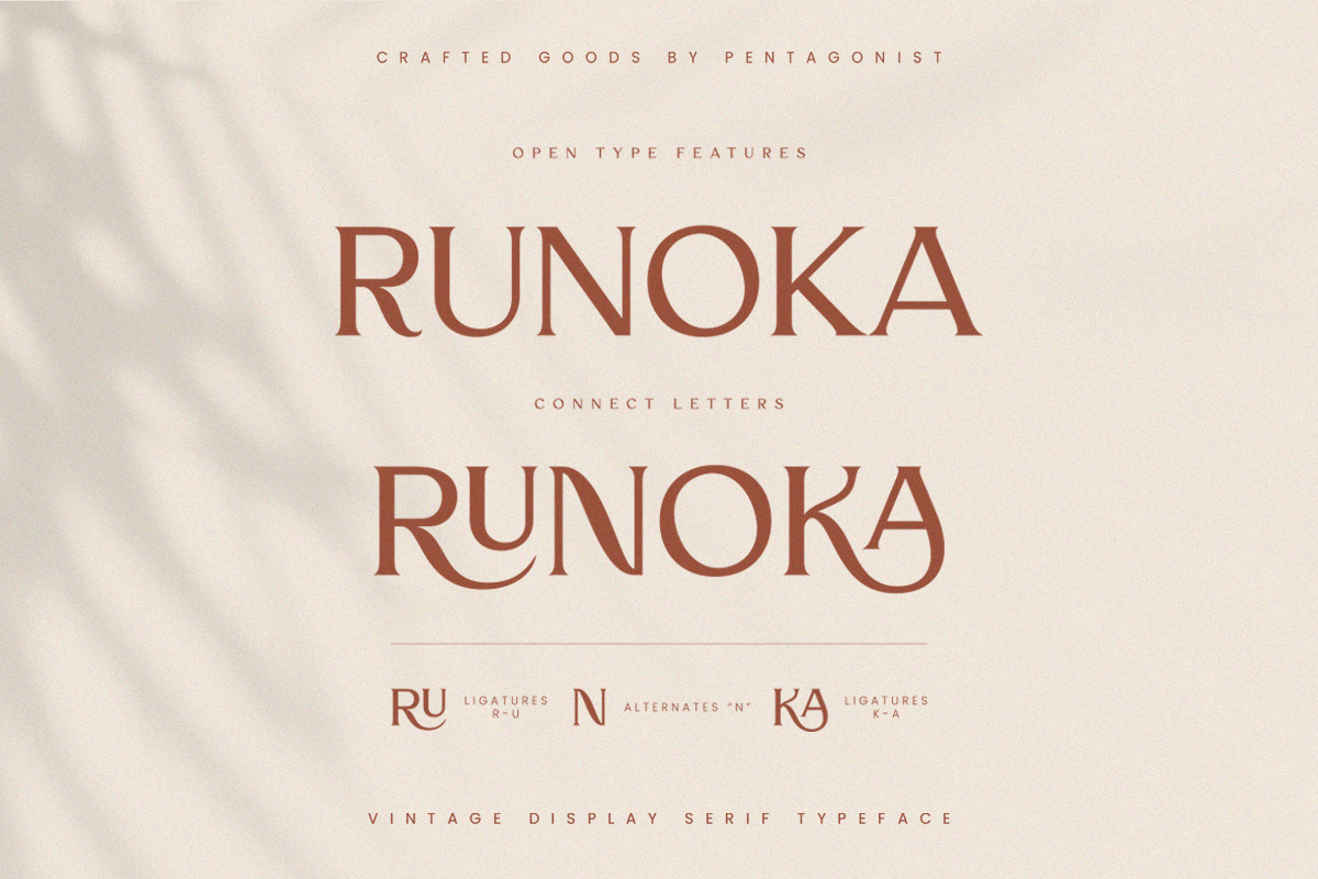 Runoka | Vintage Serif Font, a Serif Font by Pentagonistudio (Photo 2 of 10)