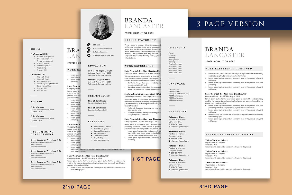 Clean Professional Resume Template, a Resume Template by VictoriousVita (Photo 4 of 8)