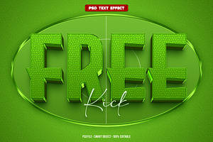 Free kick 3D editable text effect, a Layer Style Add-On by Hello Muh