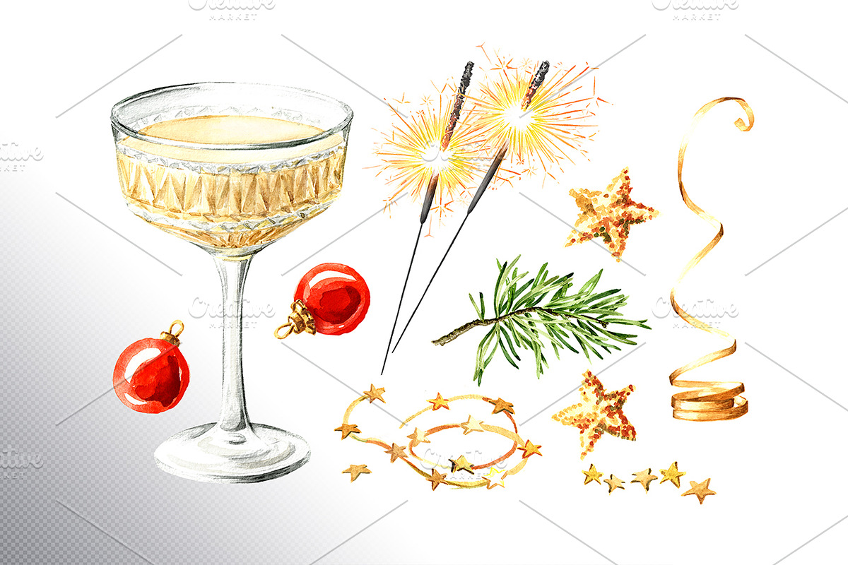 Festive Champagne, a Food Illustration by Daria Ustiugova (Photo 7 of 10)