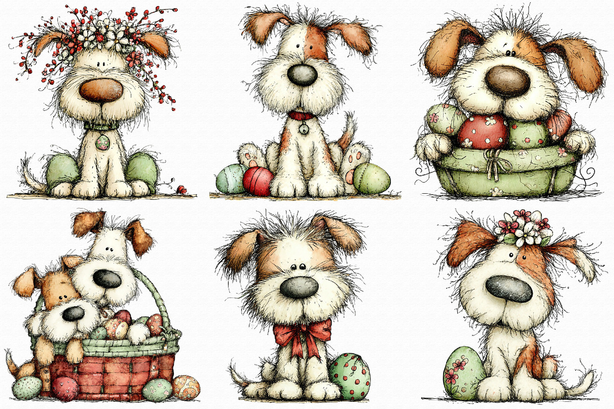 Whimsical Easter Dogs Clipart, an Illustration by Libby Wishes (Photo 7 of 9)