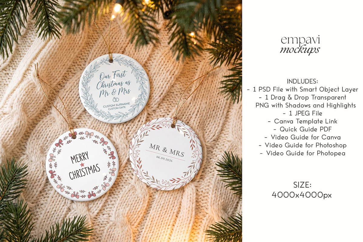 Ornament Mockup Set of 3, a Household Mockup by EmpaviMockups (Photo 4 of 5)