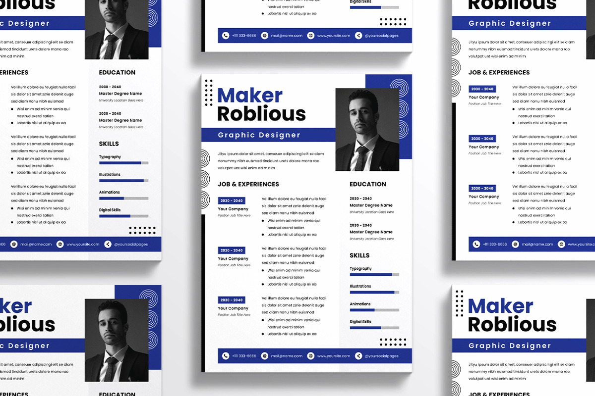 Blue Background Resume CV, a Resume Template by iDoodle Studio (Photo 4 of 4)