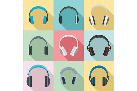 Headphones music speakers icons set, a Technology Illustration by Ylivdesign