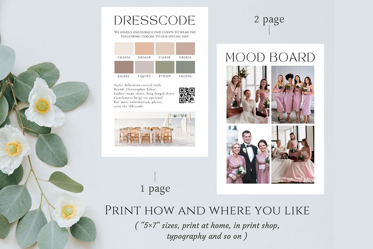 Dresscode card, Wedding mood board, a Card Template by EvaTemplates (Photo 4 of 8)