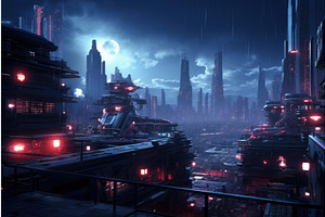 Dystopian Night City Cyberpunk