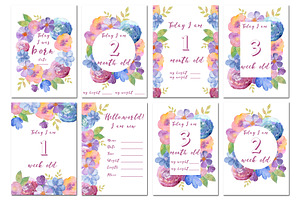 Baby Milestone Cards, Flowers