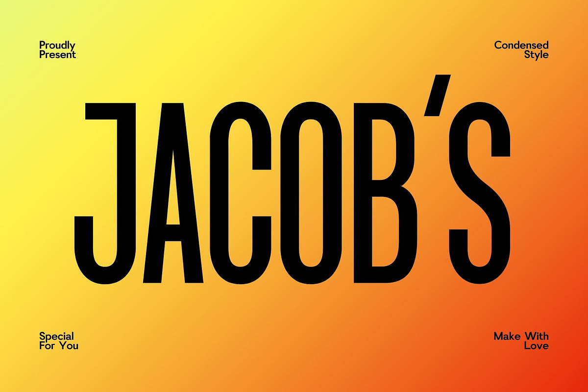 Jacob's-Modern Condensed Sans Serif, a Sans Serif Font by Font Kingdom (Photo 1 of 5)