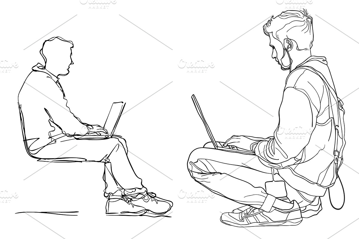 continuous line drawing of man, an Object Illustration by ZinetroN