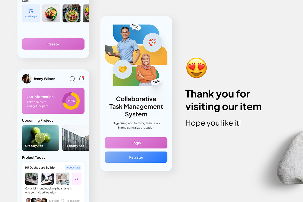 Gestion – Task Management Mobile App, an UI Kit Template by Panen Creative (Photo 2 of 3)