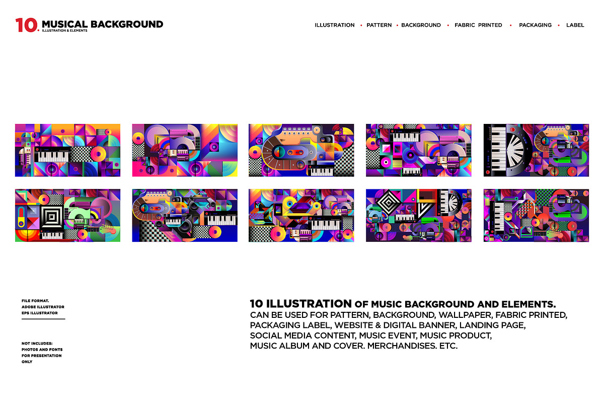 10 Music Illustration Background, a Decorative Illustration by singpentinkhappy (Photo 2 of 8)