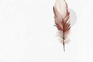 Boho Feather Watercolor Clipart PNG