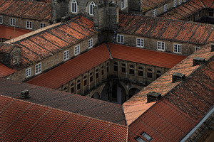 Aerial view of a historic cloister w, an Architecture Photo by Perpis