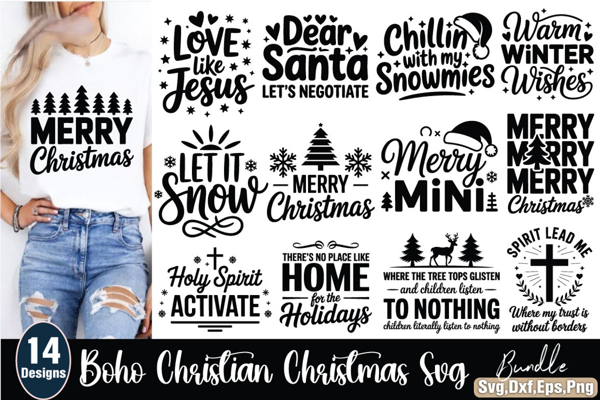 Boho Christian Christmas SVG Bundle, an Object Graphic by DollarSmart