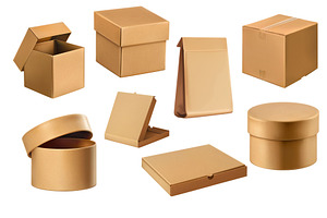 Realistic Cardboard Boxes Set