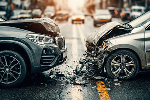 Head-on Collision Damaged Cars Accid, a Photo by Pixeness Studio