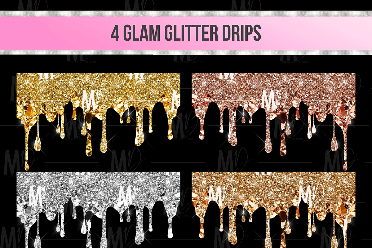 Glam glitter drips, a Shape Add-On by Makina Designs