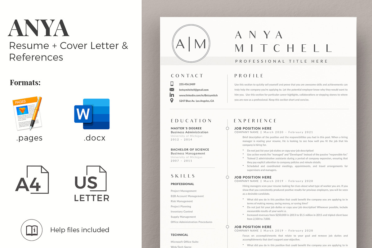 1, 2 and 3 Page Resume CV Design, a Resume Template by HIRED Design Studio (Photo 1 of 12)