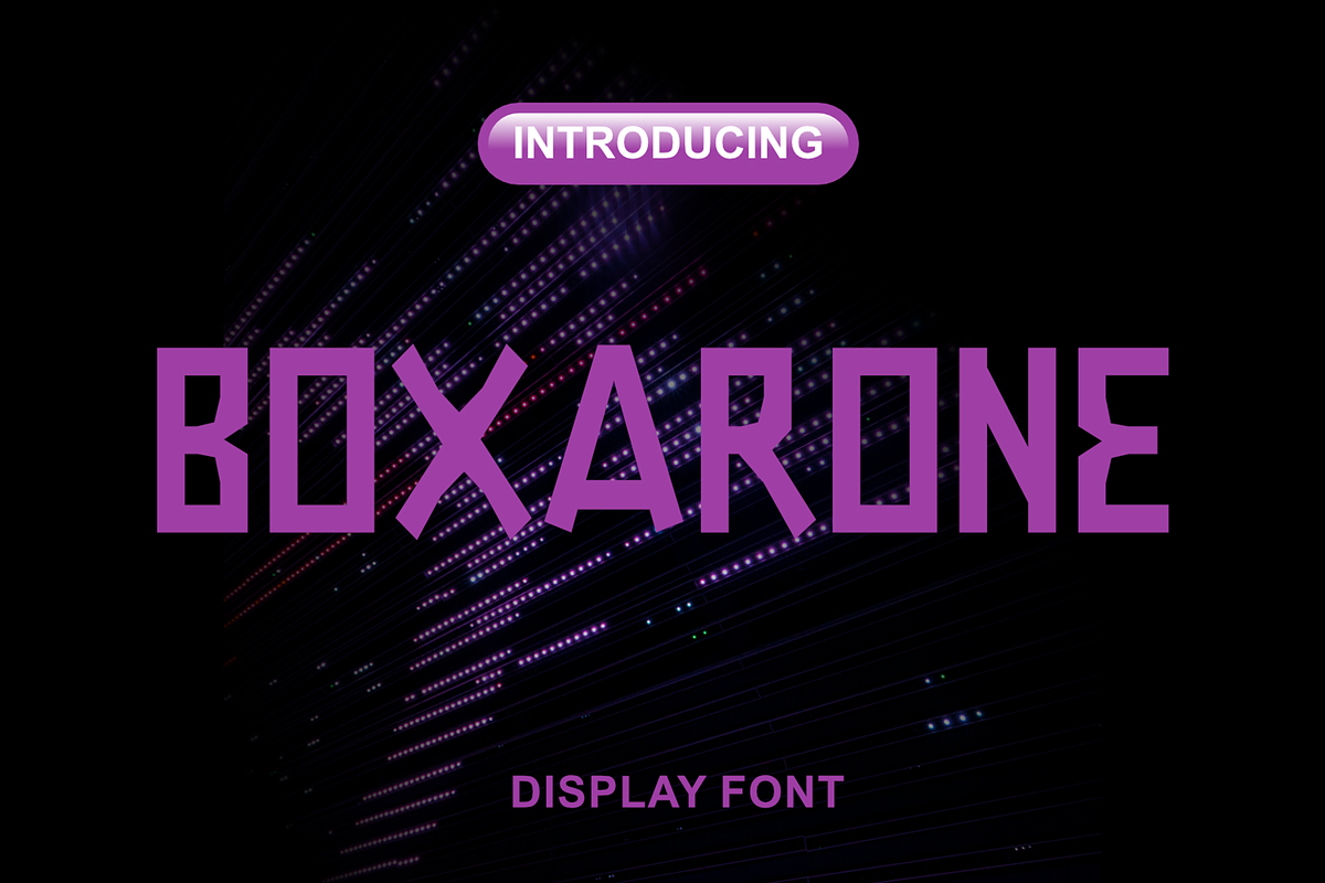 Boxarone Cyberpunk Display Font, a Sans Serif Font by mesuka (Photo 1 of 6)
