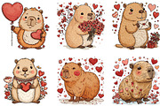 Watercolor Capybara Valentine Clipar, an Illustration by CraftArtStudio (Thumbnail 2 of 6)