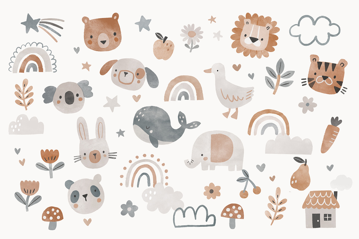 Boho Nursery Clipart and Patterns, an Illustration by Point and Poem (Photo 2 of 8)