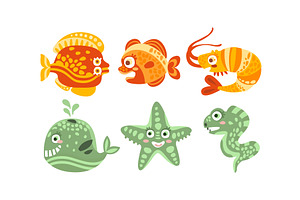 Cute Friendly Sea Creatures Vector, an Animal Illustration by TopVectors