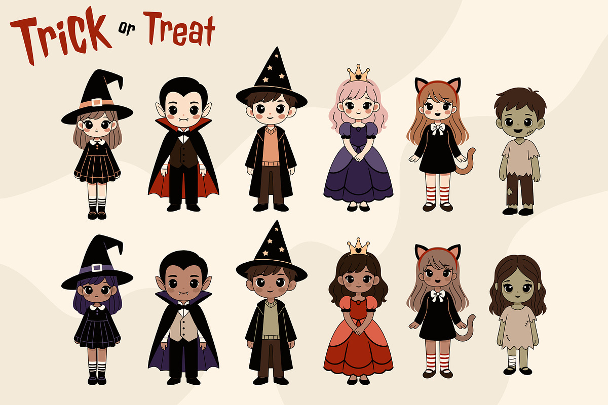 Trick or Treat – Halloween Cliparts, a Seasonal Illustration by moja doodle (Photo 2 of 3)