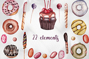 Watercolor Dessert Clipart, an Illustration by NatalieArtsDenysenko (Thumbnail 5 of 8)