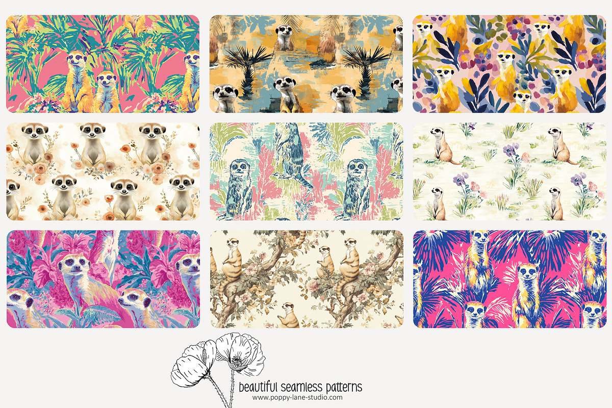 80 meerkat seamless pattern, a Pattern Graphic by Poppy Lane Studio (Photo 8 of 11)