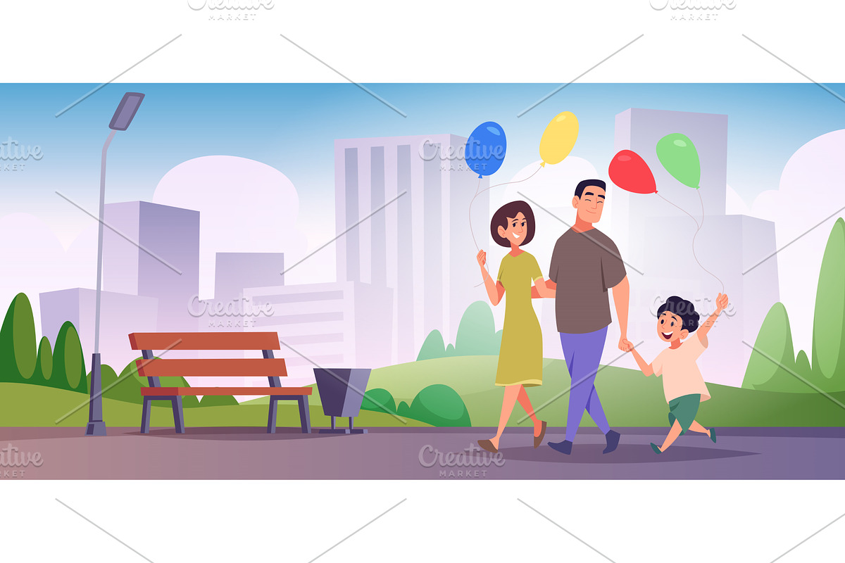 Holiday with balloons. Happy, a Person Illustration by Onyx