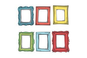 Six colorful handdrawn picture, an Illustration by Vectorstockersland