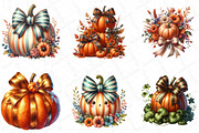 Watercolor Fall Bow Pumpkins Clipart, an Illustration by DreamPrint404 (Thumbnail 2 of 6)