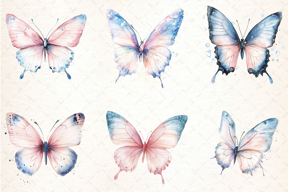 Blush and Blue Glitter Butterflies, an Illustration by DreamCafeArt (Photo 3 of 7)